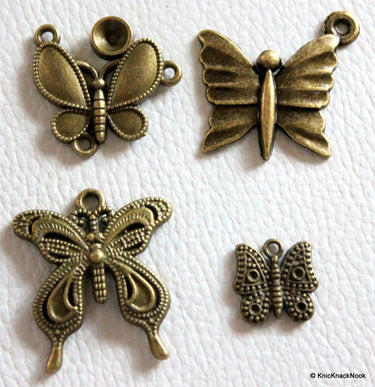 4 x Bronze Tone Butterfly Charms Collection